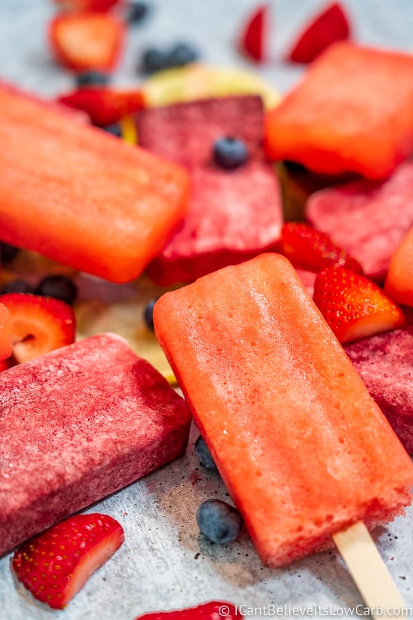 Strawberry and Blueberry Lemonade Keto Popsicles