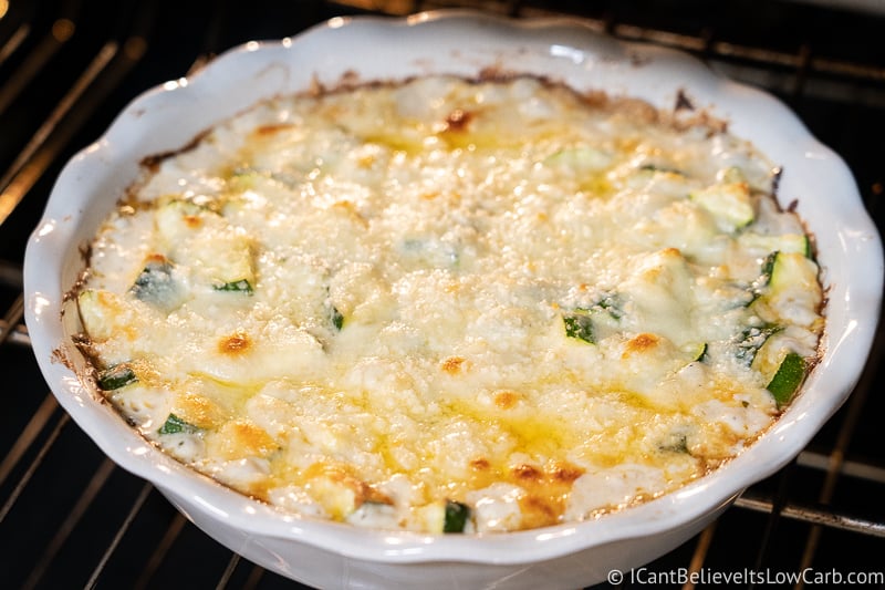 Zucchini Cheese Casserole baking in the oven