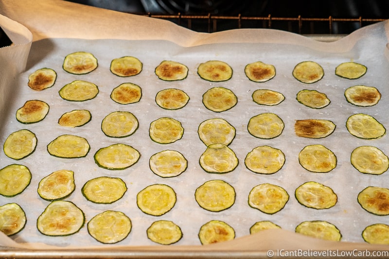 Zucchini Chips baking in the oven