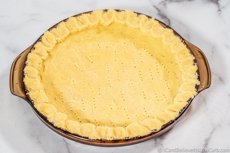 Coconut Flour Crust uncooked in a pie dish