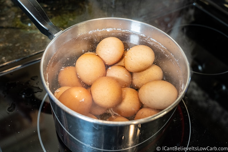 Pot full of boiling Eggs