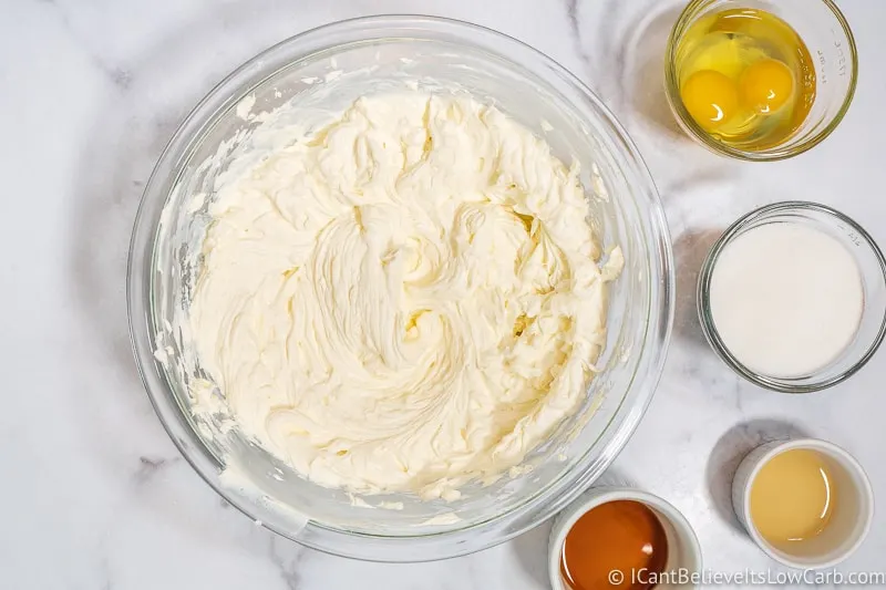 sour cream and cream cheese mixed together for cheesecake filling