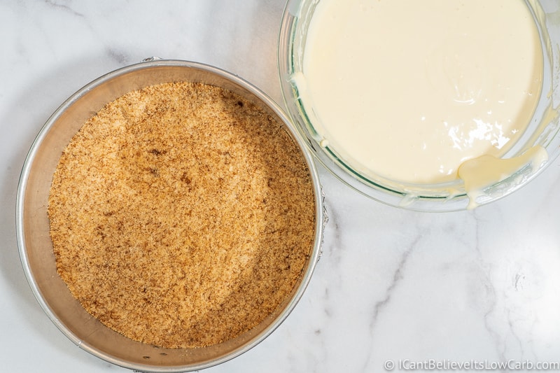 Almond Flour Cheesecake crust and low carb filling