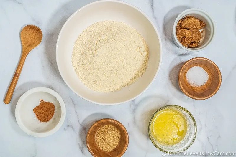 adding almond flour to bowl