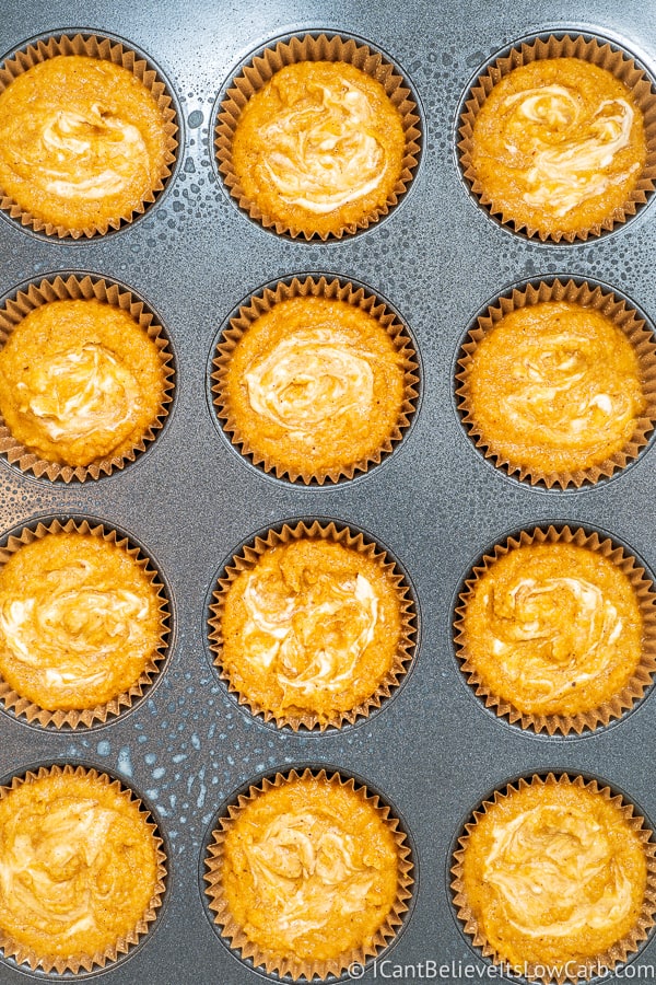 Keto Pumpkin Muffins before going in the oven