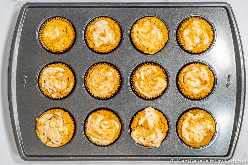 Low Carb Pumpkin Muffins in a tray after baking