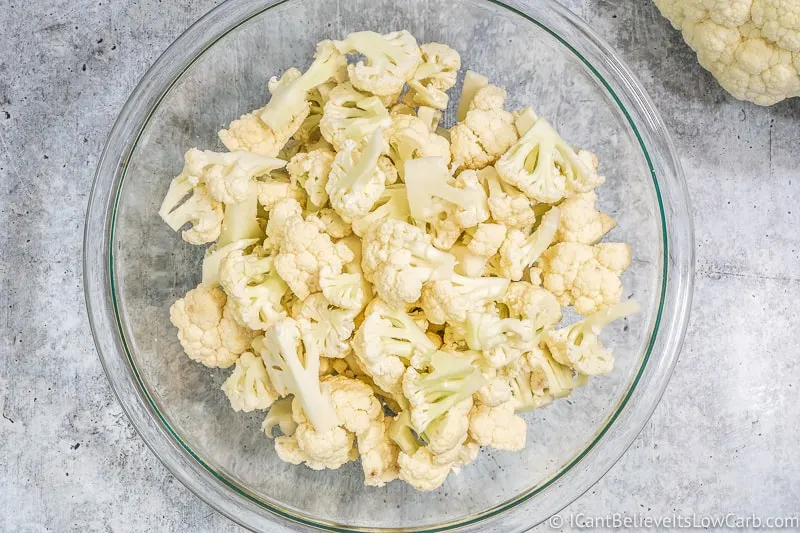 Chopped Cauliflower raw in a bowl