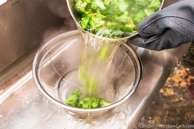 Draining Broccoli in colander