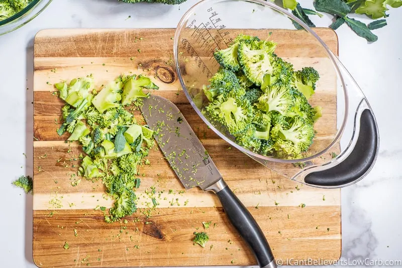Measuring cut Broccoli for casserole