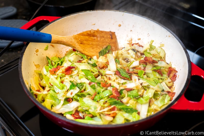 Keto Fried Cabbage on the stove
