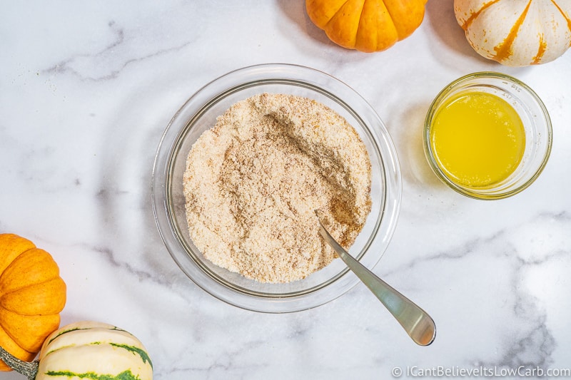 Mixing Dry Ingredients for Keto Pumpkin Cheesecake