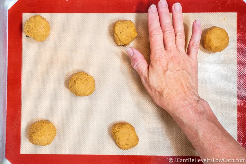 flattening Keto Pumpkin Cookies