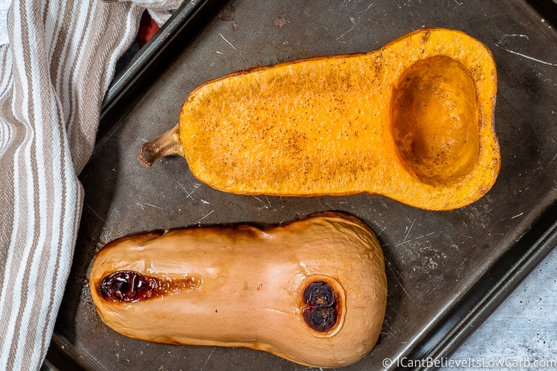 Roasted Butternut Squash in halves
