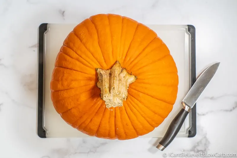 Large Pumpkin on cutting board