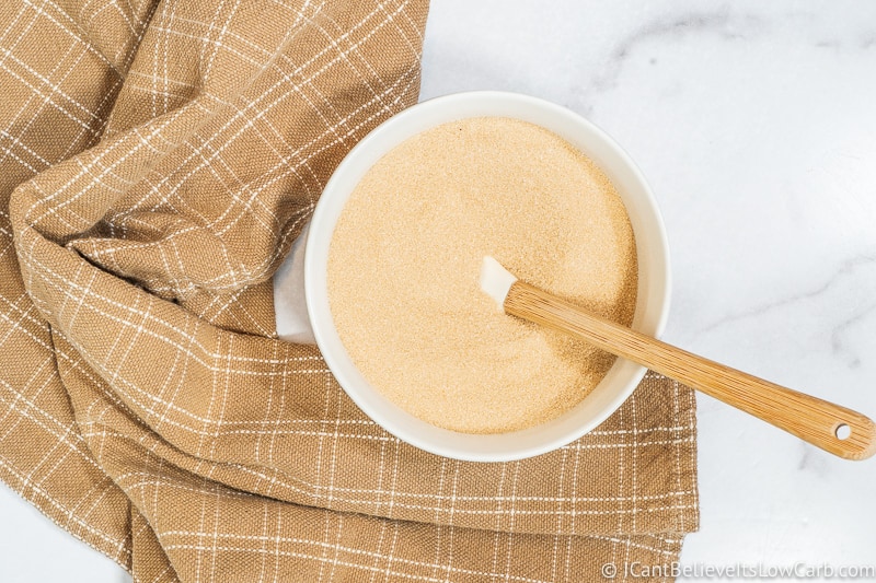 Low Carb Syrup dry ingredients mixed in a white bowl