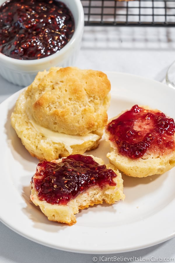 Keto Biscuits with jam and butter