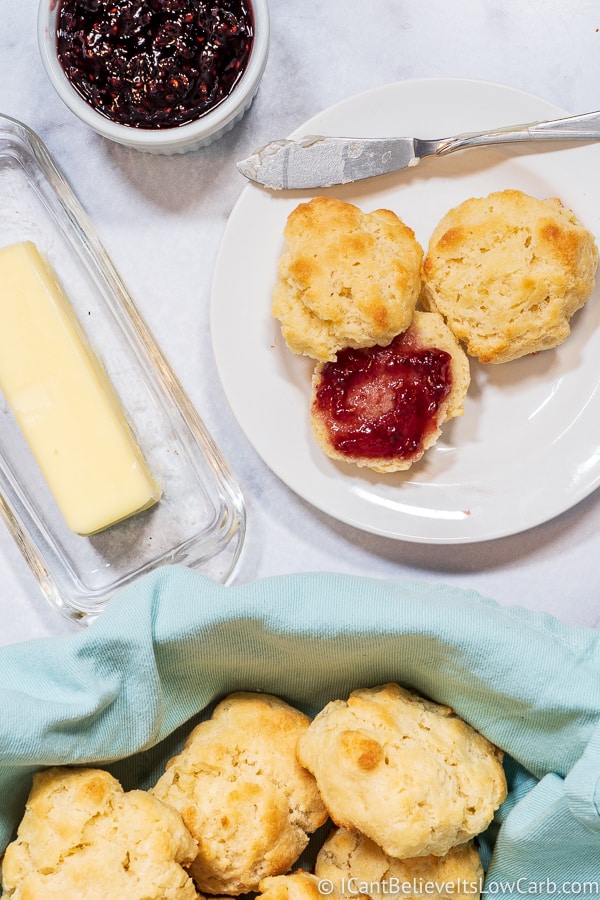 Low Carb Biscuits with butter and jam