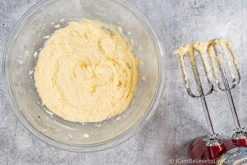 beating cream cheese cookie batter together