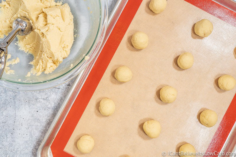 Round balls of Keto Cream Cheese Cookie dough