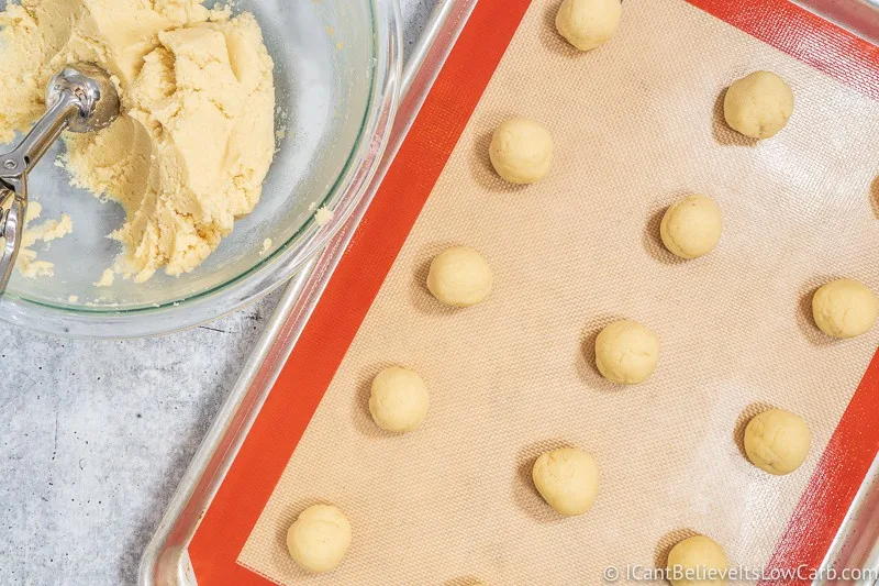 Round balls of Keto Cream Cheese Cookie dough