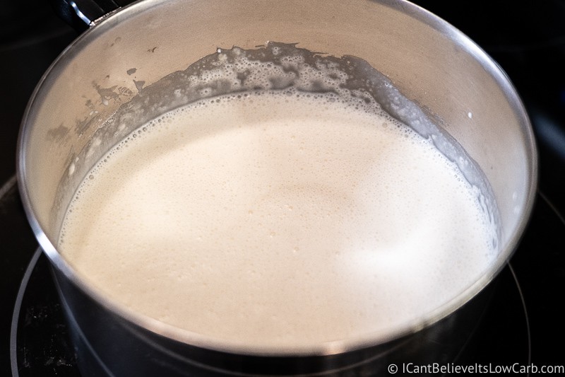 mixing in ingredients for low carb Custard