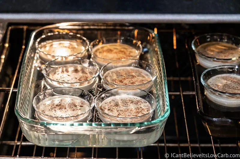 Baking Keto Custard in the oven