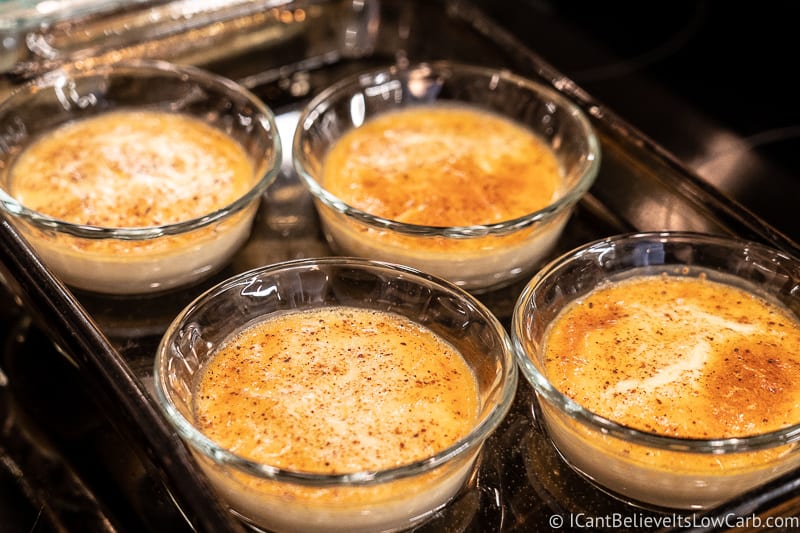 Baked Keto Custard out of the oven