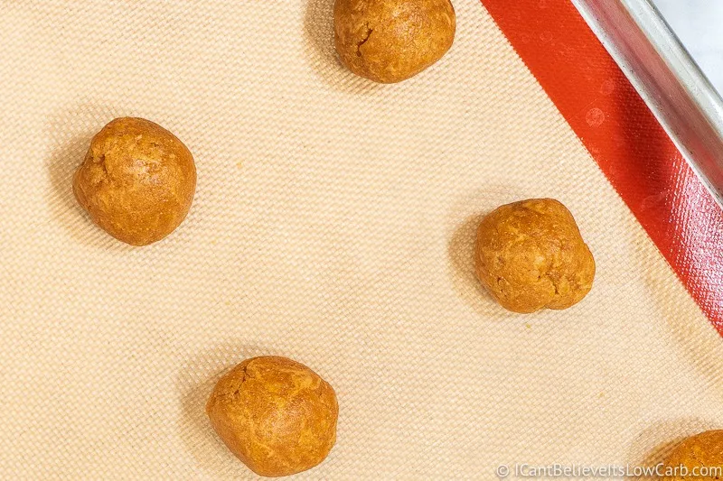 Laying out Sugar-Free Peanut Butter Cookies in balls