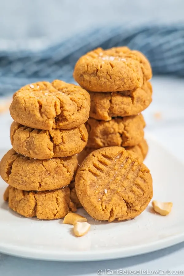 Keto Peanut Butter Cookies on a white plate