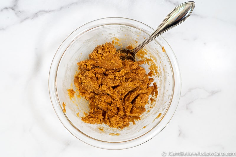 Mixing Keto Peanut Butter Cookie ingredients