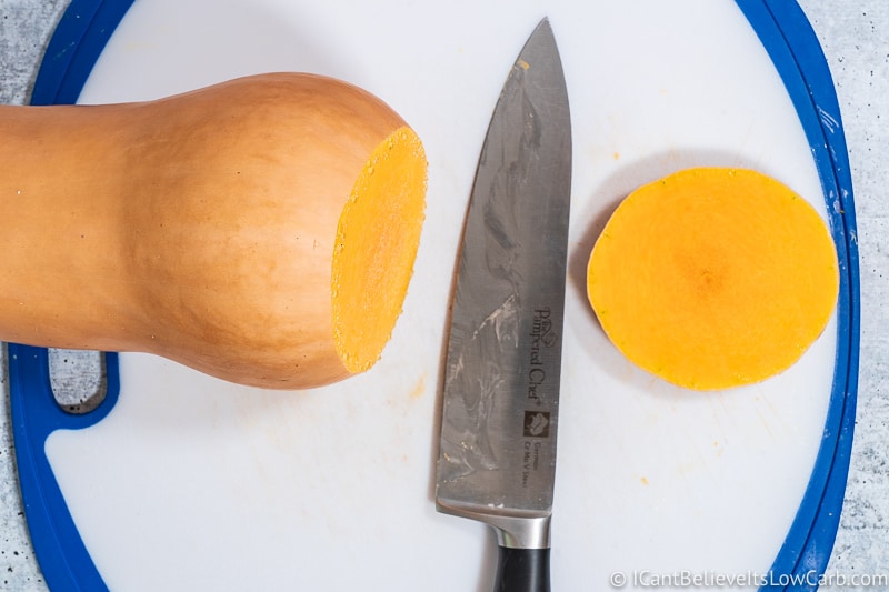 Cutting ends off butternut squash
