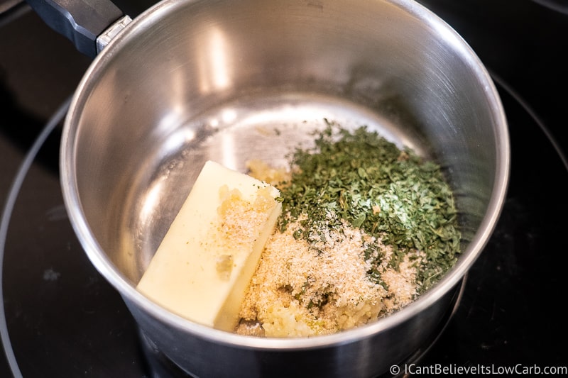 Making garlic butter Pork Tenderloin sauce