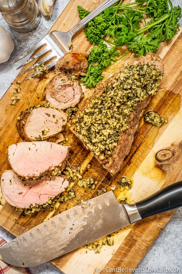 Boneless Pork Tenderloin Recipe on cutting board