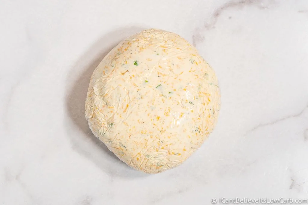 Cheese Ball wrapped in plastic