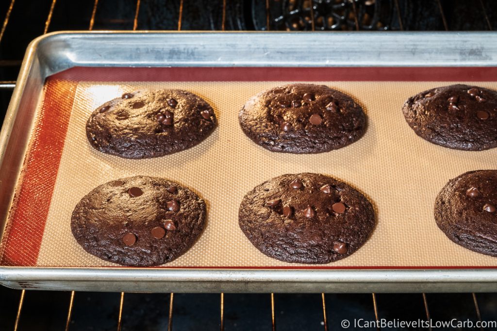 Baking Keto Chocolate Cookies in the oven