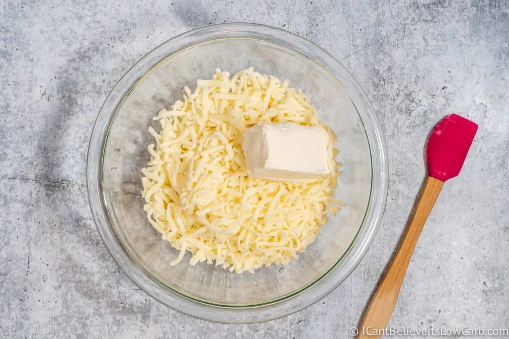 mozzarella cheese and cream cheese in a bowl