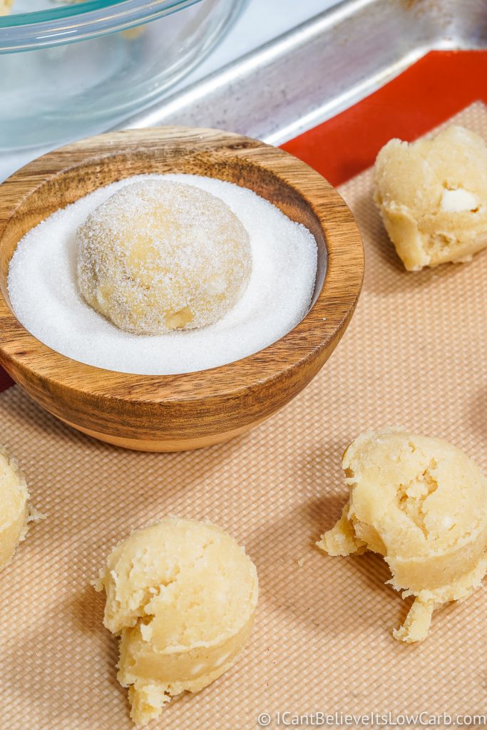 Sugar Cookie dough balls rolled in sweetener