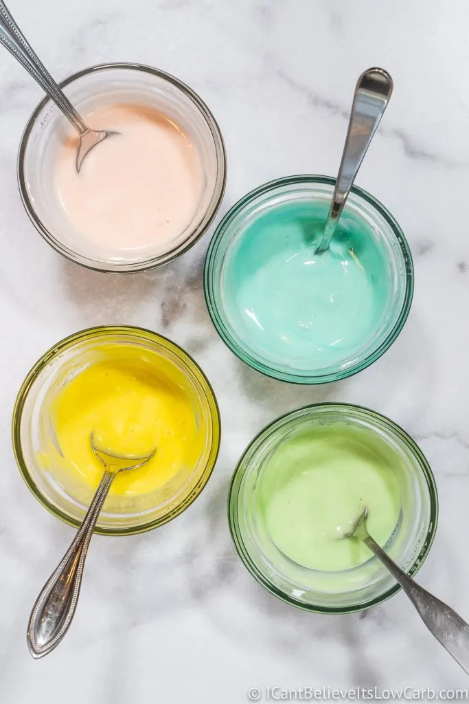 4 colors of Keto Royal Icing