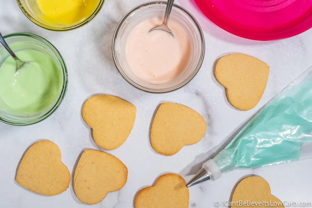 Decorating Low Carb Sugar Cookies with royal icing