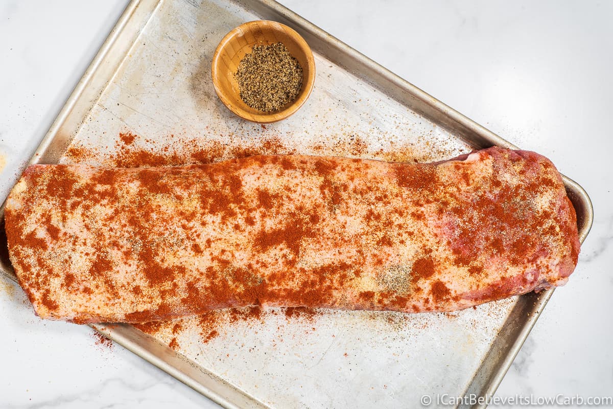 Seasoning Pork Loin Roast with paprika