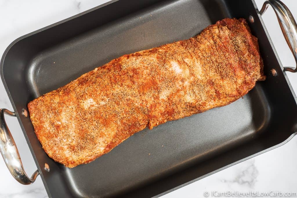 Pork Loin Roast before cooking in a baking pan