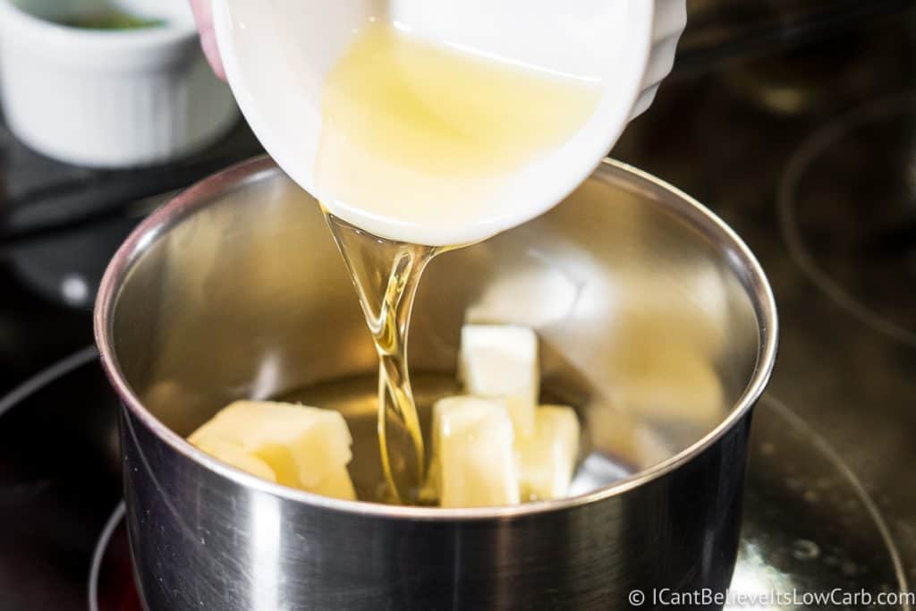 Adding olive oil to the butter in a pan