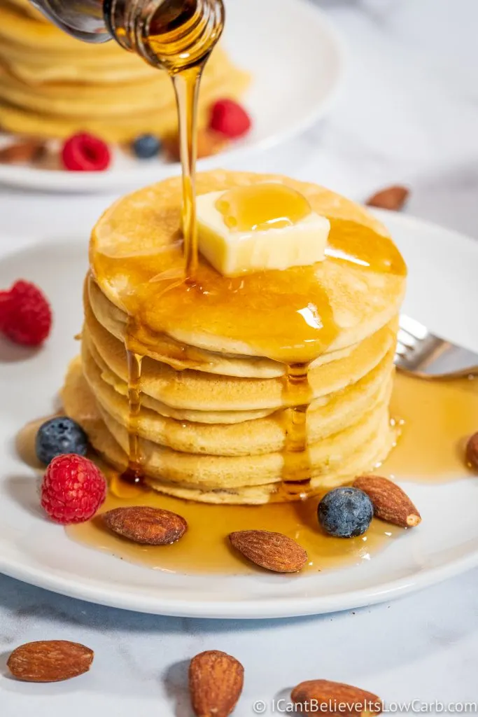 Almond Flour Pancakes with sugar-free maple syrup