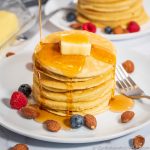 Almond Flour Pancakes covered in sugar-free syrup