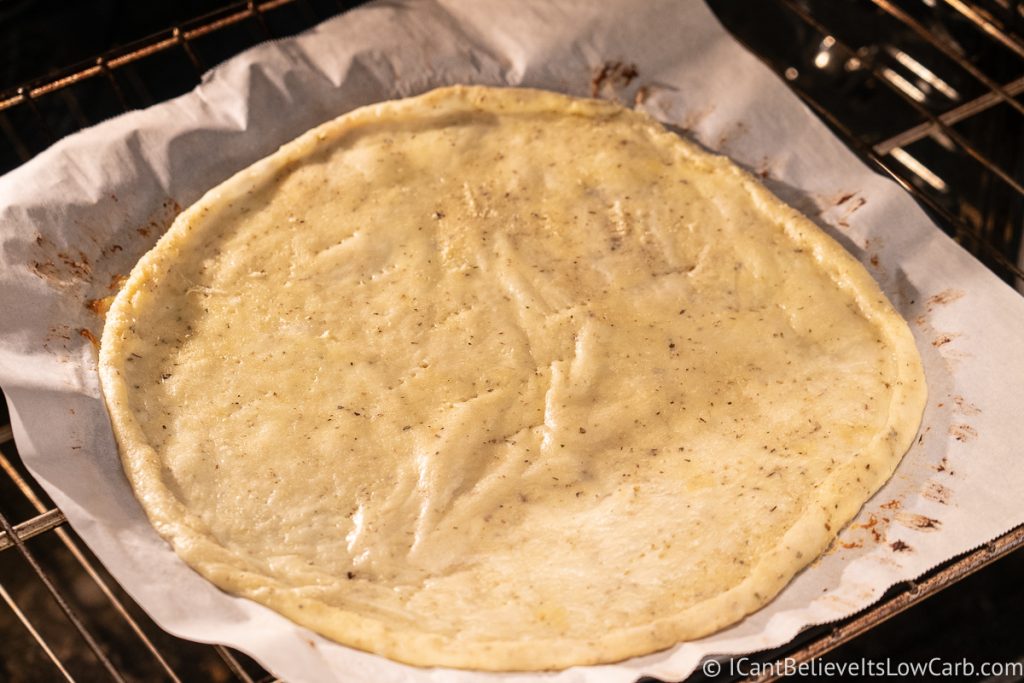 Baking Fathead Pizza Crust in the oven