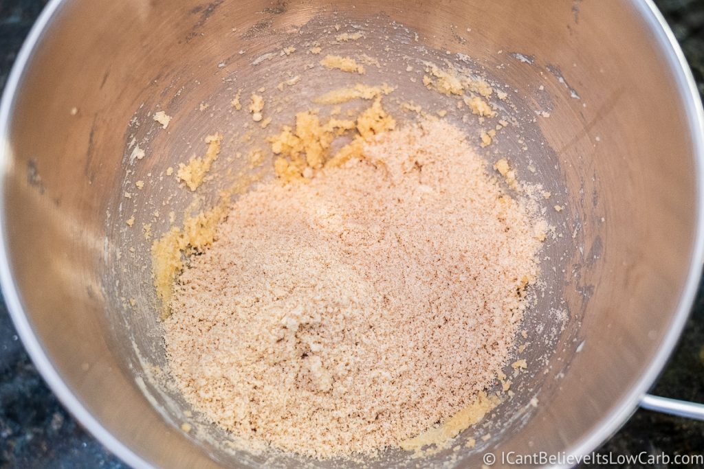adding dry ingredients to butter
