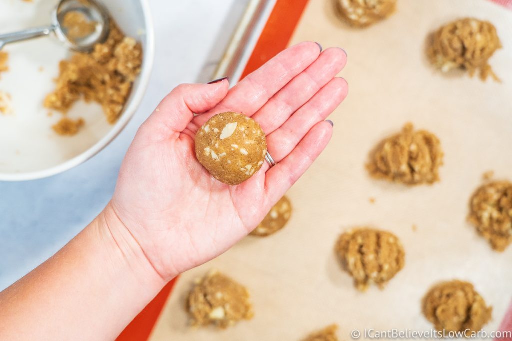 Low Carb Oatmeal Cookie dough rolled in a ball