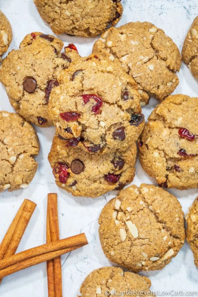 Easy Keto Oatmeal Cookies with cranberries