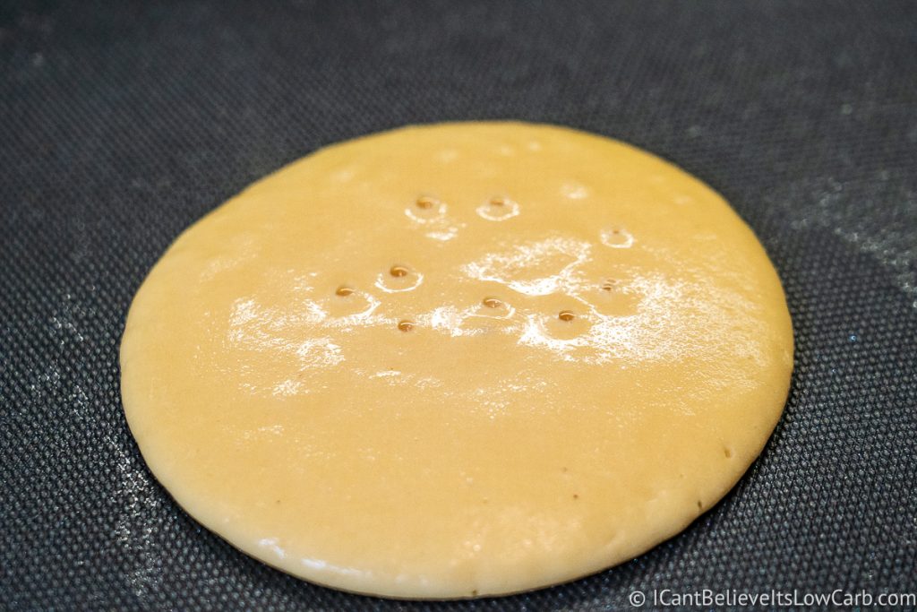 Cooking Keto Pancakes on the griddle