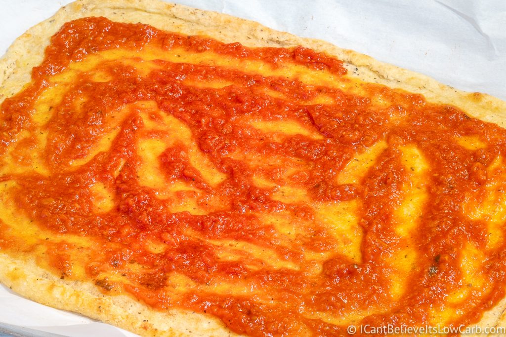 Keto Pizza with tomato sauce